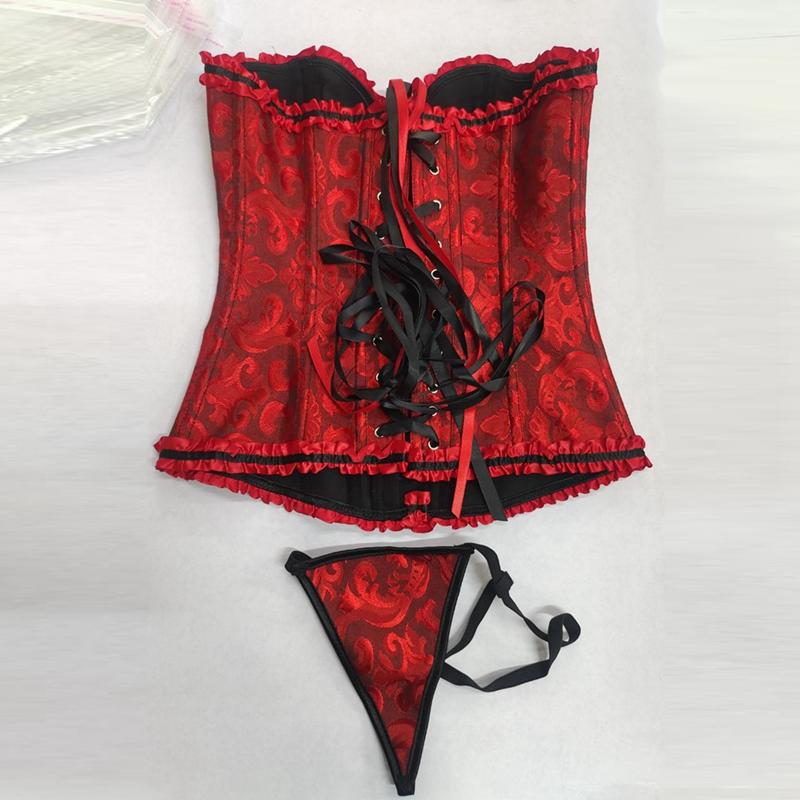 Women Corsets Abdominal Support Bustiers Shapewear with Thongs