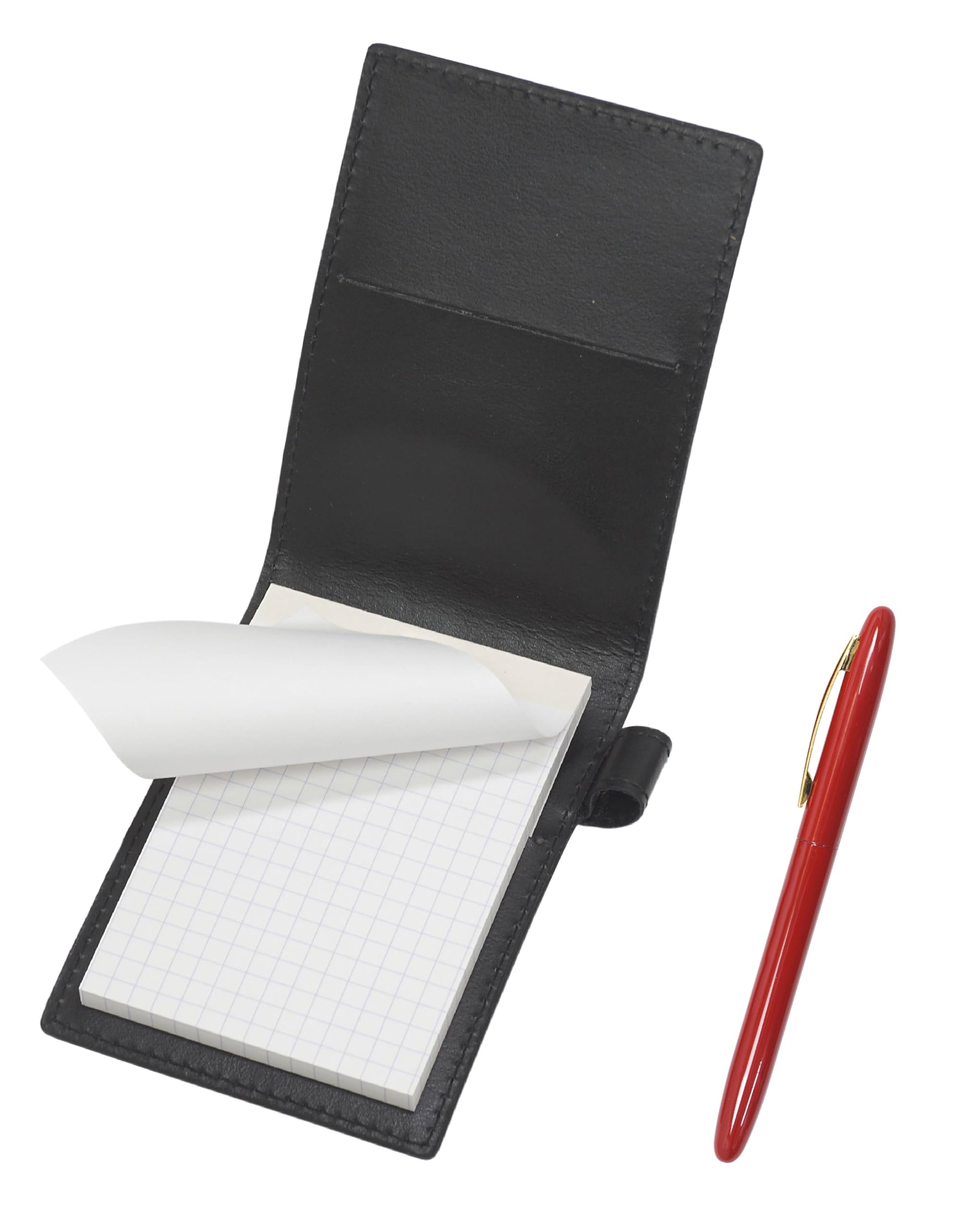 

Black recycled cowhide mini notebook cover and Brasda Capo rotating ballpoint pen in Hysteric Red all-brass (T23-LS022P-B-JT12)