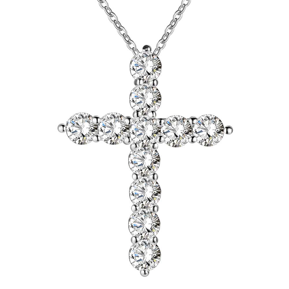 New Factory Wholesale Fashion 925 Sterling Silver Jewelry Charm Elegant Women Shiny Crystal CZ Necklace Jewelry Wedding Cute