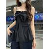 Women's Clothing SpicySweet Style Ruffle Bow Tie Halter Top Slim Fit Versatile Top
