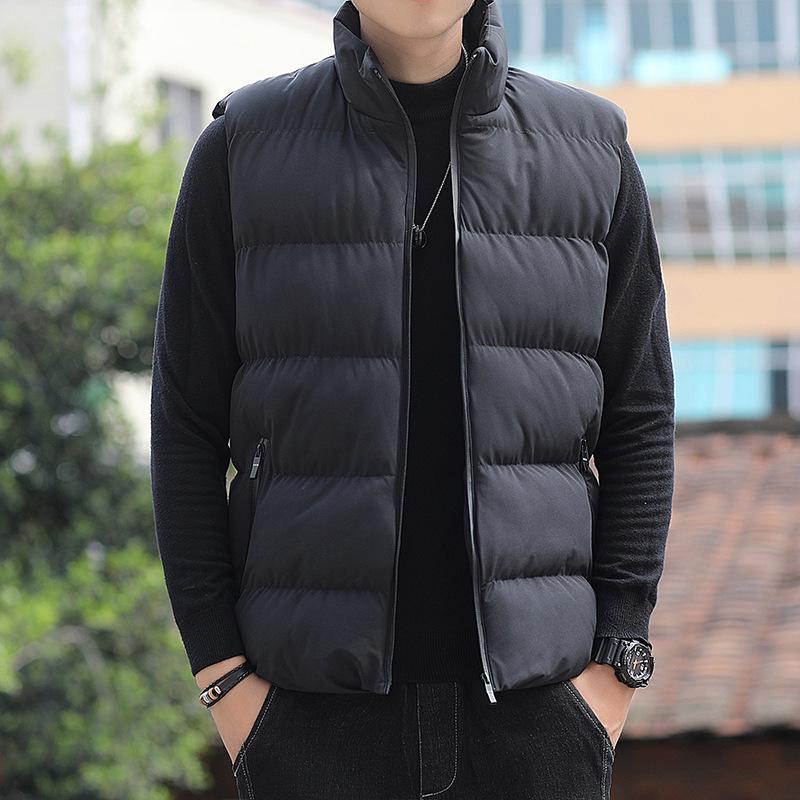 

Men s Korean Style Cotton Vest – Trendy Sleeveless Jacket for Autumn and Winter 5XL чорний