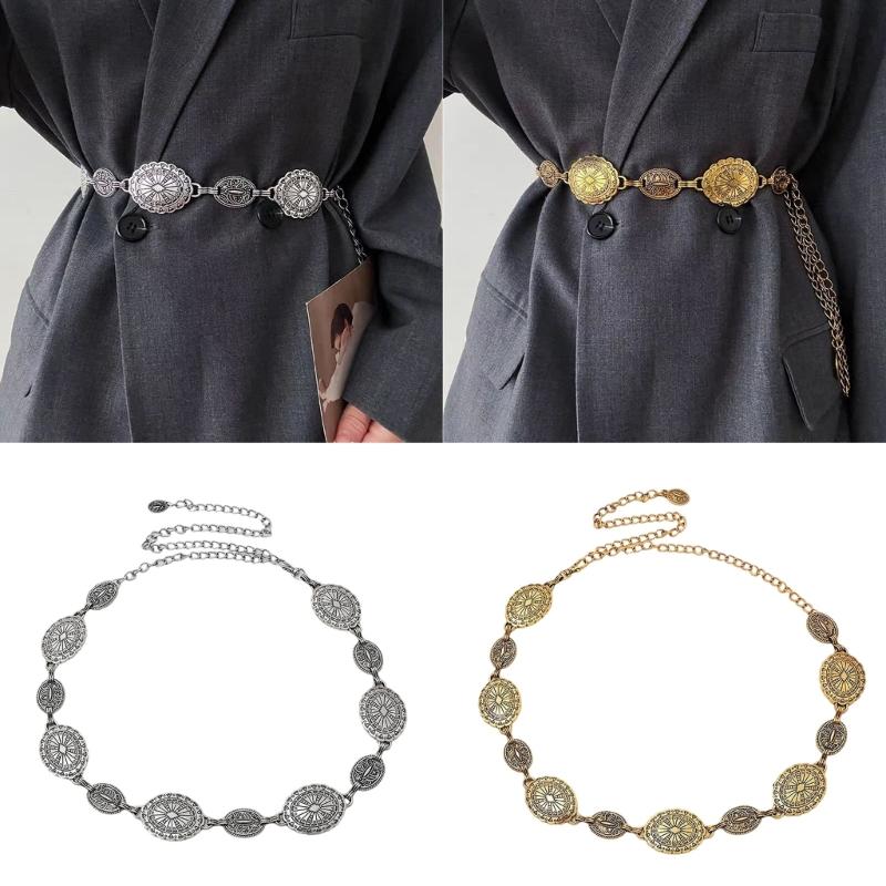Bohemian Ethnic Style Metal Waist Chain Adjustable Length Belt Stylish Body Jewelry for Festivals and Beach Parties