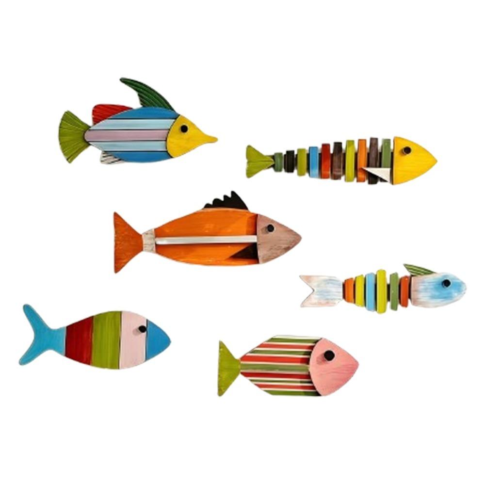 Nautical Style Fish Wall Art Colorful To Your Walls Set Portable Fish Ornaments Beach Theme Room Thickness 3mm