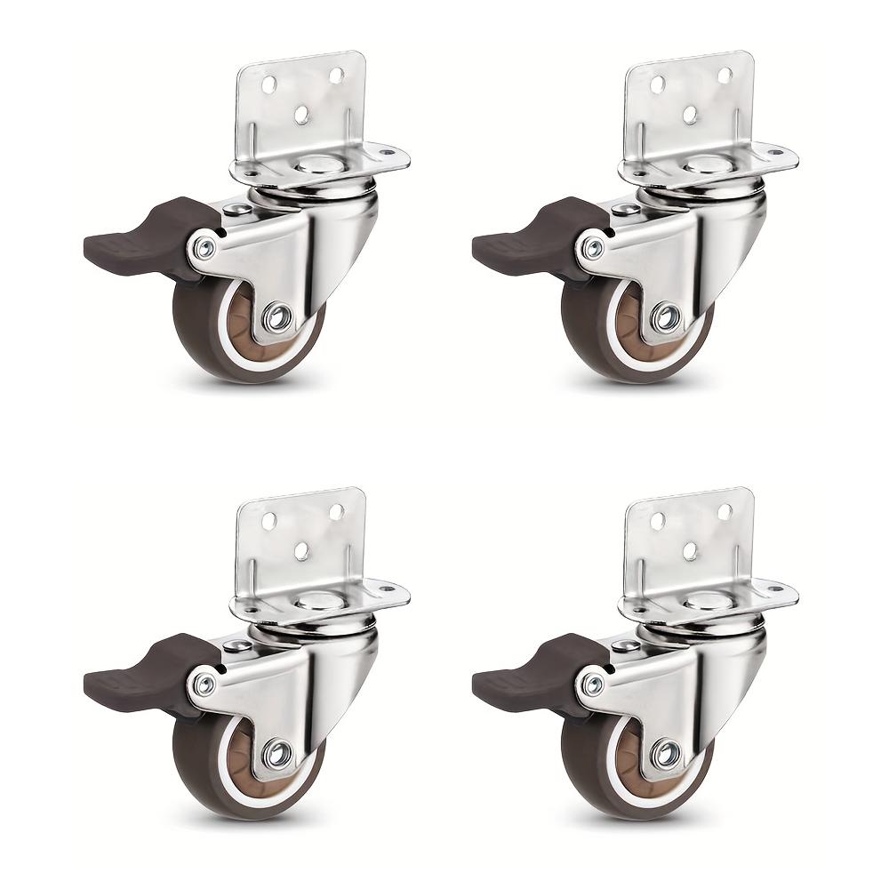 4 Pcs 1/1.25/1.5/2 Inch L-Shaped Side Mount Caster Wheels Small Rubber Furniture Castors Swivel Cartwheels for Trolley Cabinet