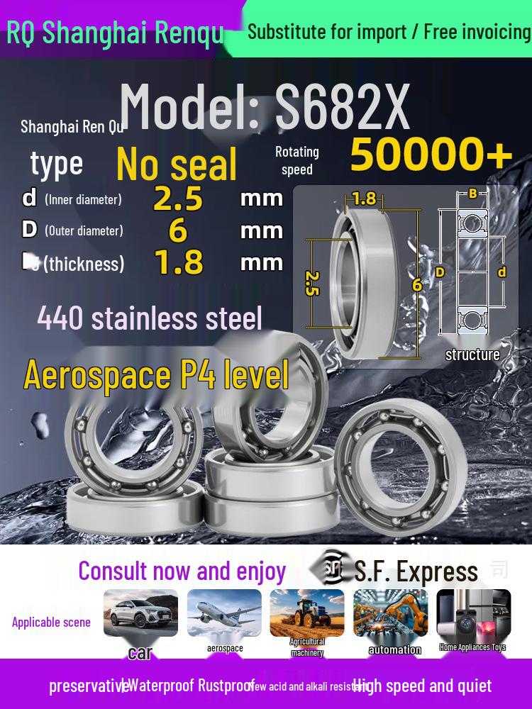 High-Speed Mini Micro Bearings Set: 440 Stainless Steel, 4 Models, 3 Bearings Each, Inner Diameter: 1, 2, 5, 6, 7, 8, 9, 10, 12mm