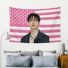 1pc Fang Chan Pink White American Flag Tapestry, Kpop Wall Decor Poster, Dorm Bedroom Living Room, Kpop Fan Gift