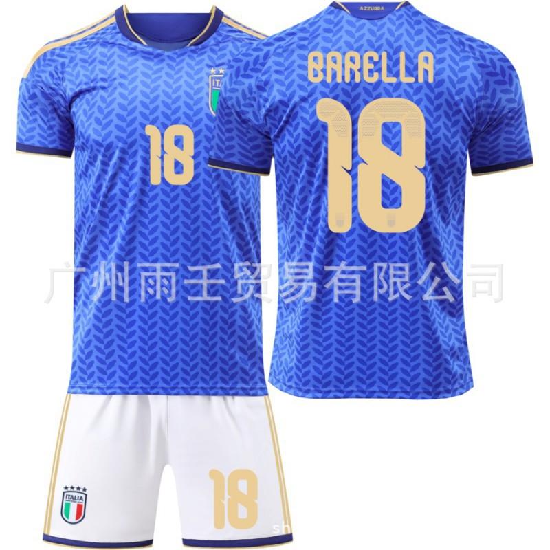 Weltmeisterschaft Italienische Fußballuniform Nr.. 14 Chiesa 18 Barrera Trikot Kinder Set
