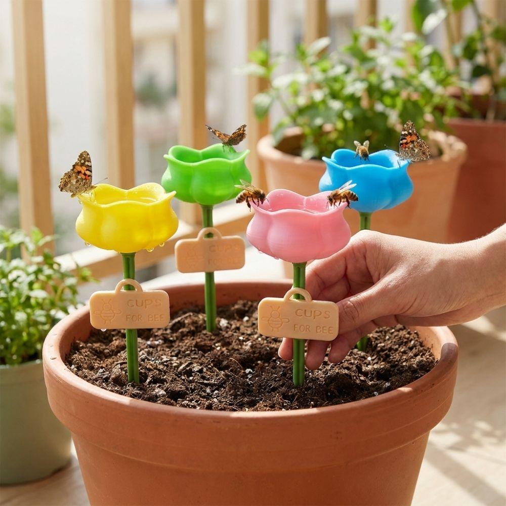 Plastic Bee Watering Station Colorful Animals Feeder Insect Drinking Device Pollinator Friendly