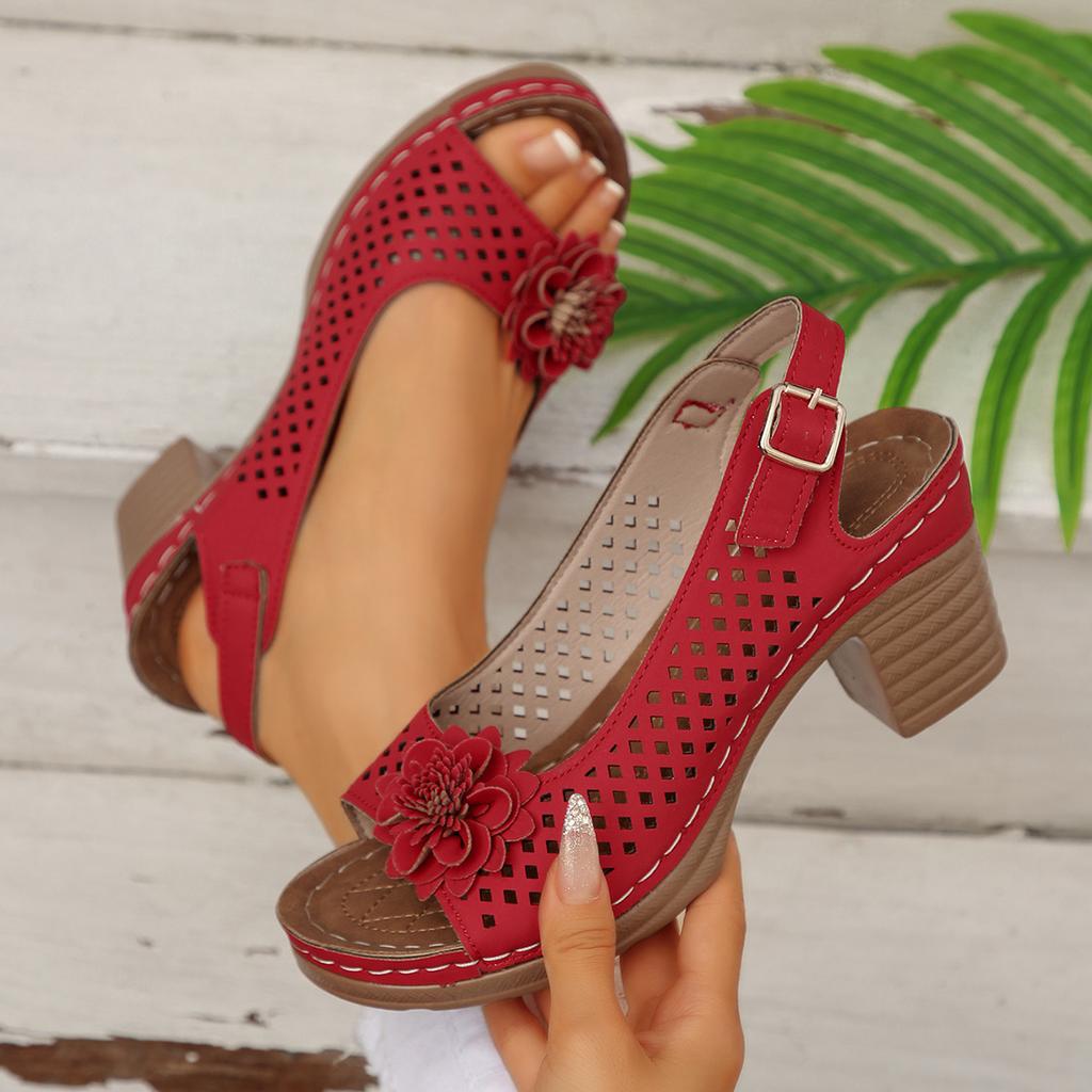 Fashion Summer Women High Heels Sandals Comfortable High Heels Classic Retro Slip-on Sandals Breathable Non-slip Light Shoesfor Women