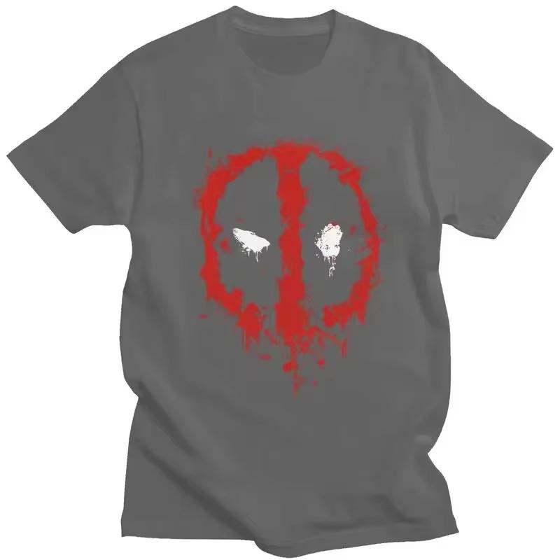 Kawaii Deadpool Splatter Men's Short Sleeve Casual T-Shirt Pure Cotton Casual T-Shirt Merch Hale Autumn and Winter Innerwear