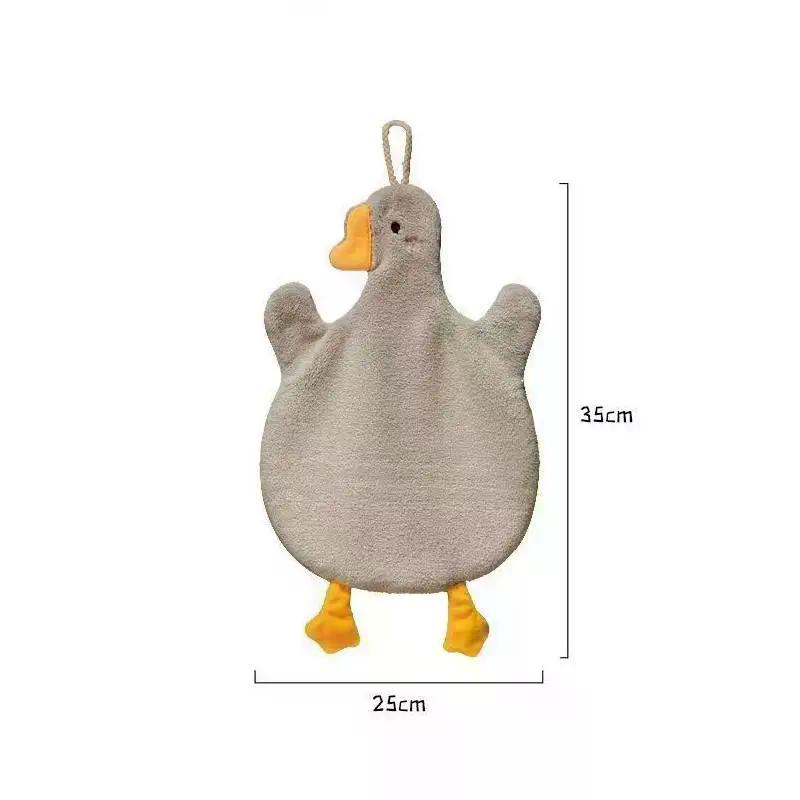 1PC Cartoon Goose Hand Kerchief Hanging Hand Towel Water Absorbing Hand Towel Kitchen And Bathroom Supplies