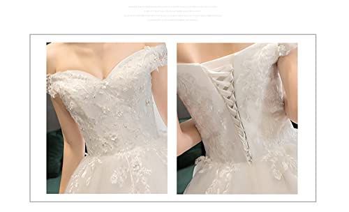 [Housaku Co., Ltd.] Wedding Dress, A-line, Off-shoulder, Lace-up, Layered Skirt, Floral Embroidery, Bridal, Concert, Master of Ceremonies, Recital, Pe