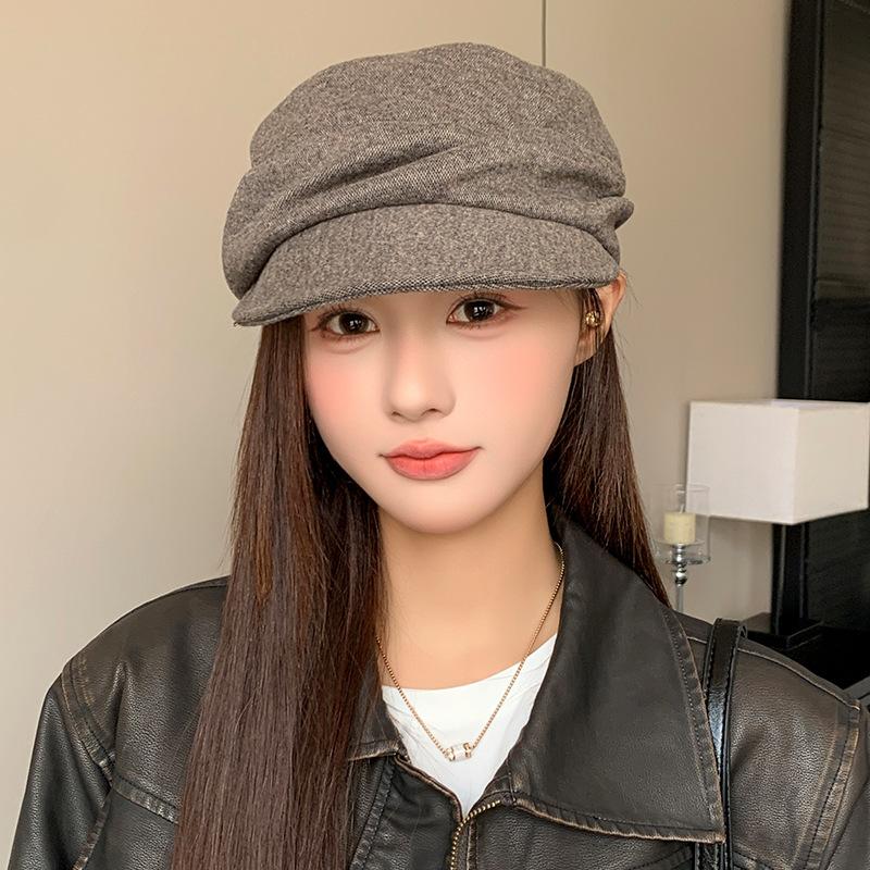 

Японский плиссированный берет для женщин на осень и зиму. Маленькая литературная и художественная ретро шляпа художника. Кепка газетчика для большой головы. Adjustable