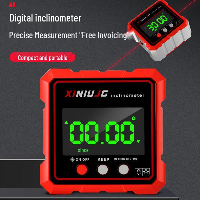 High-Precision Digital Laser Inclinometer with Magnetic Base and Large Display