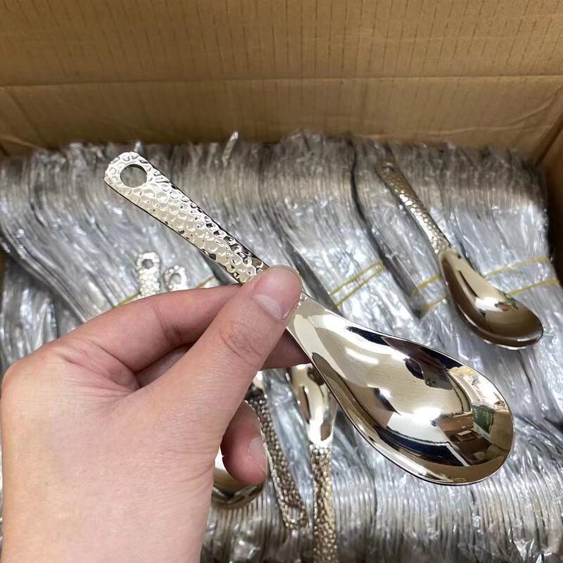Abay Retro Hammered Stainless Steel Spoon Set