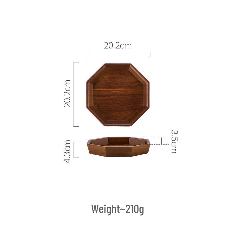 Wooden Dried Fruit Serving Plate Small Octagonal