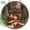 Vintage Wooden Christmas Sign with Santa Claus & Fireplace Pattern, Christmas Eve Round Sign for Front Door Wall Hanging Decor, Ideal Christmas Gift