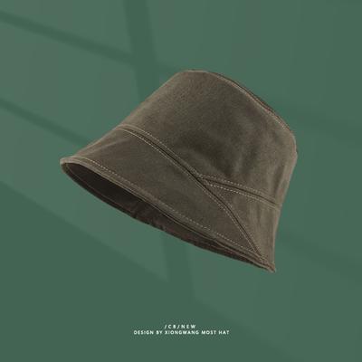 Early Autumn Plain Face Covering Bucket Hat Female Solid Color Casual Versatile Do Not Want To Talk High Cold Wind Basin Hat Male