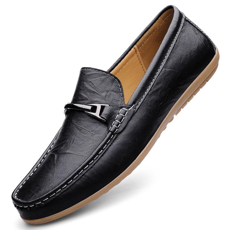Fashion Handmade Moccasins Genuine Leather Loafers for Men Simple Business Male Walking Shoes Slip-On Flats Fashion Design Casual Shoes
