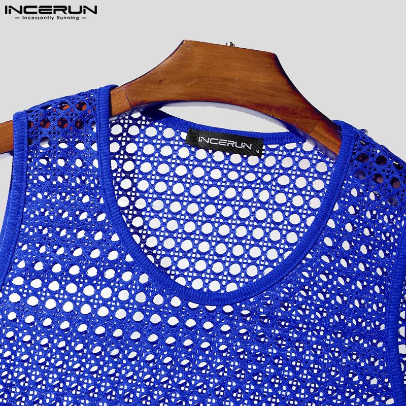 INCERUN Herren Rundhals Ärmellos Ausgeschnitten Lässige Strand Tanktops