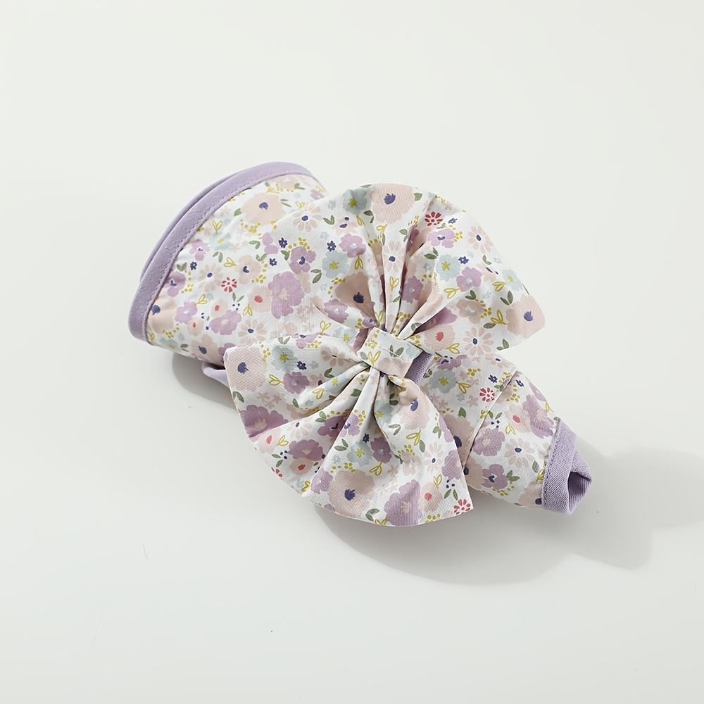 Girls Floral Empty Top Sun Hat, Wide Brim Breathable Summer Anti-UV Straw Beach Caps for Kids 2-7 Years Old