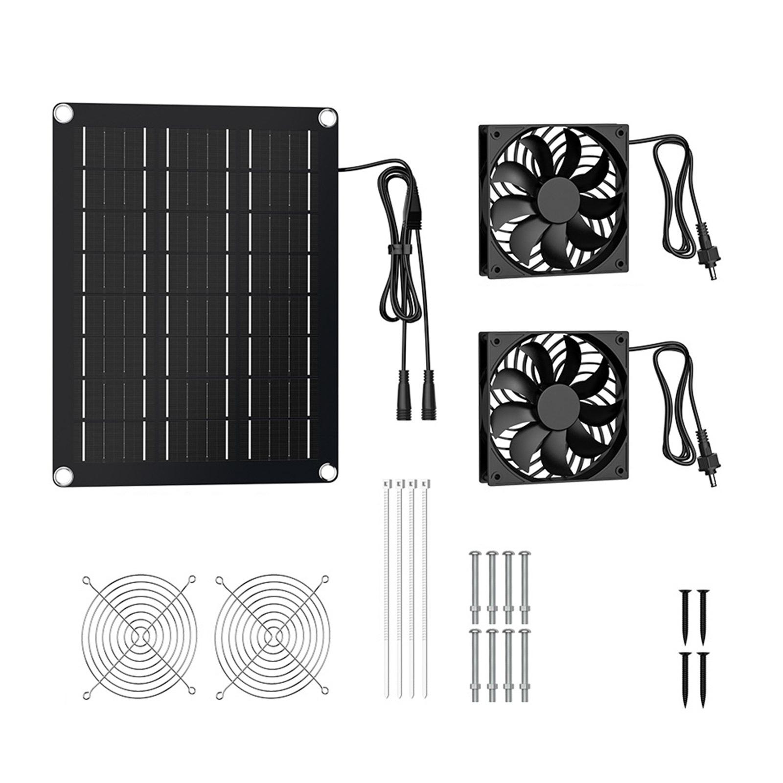 

Multifunction 15W Solar Fan Kit Featuring Double Fan for Input Exhaust Ventilation In Multiple Indoor Outdoor Setting 1