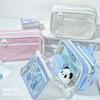 Korean INS Transparent Multi-functional Folding Pen Bag Simple Multilayer Student Stationery Pencil Case Back To School Supplies