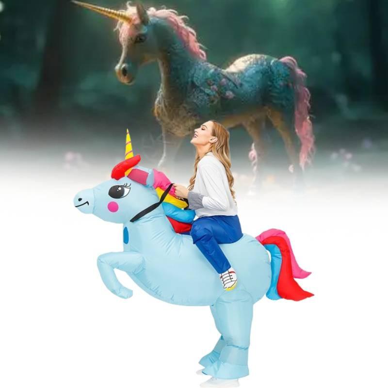 Blue Unicorn Inflatable Costumes Adults Child Christmas Halloween Dress Gift Up