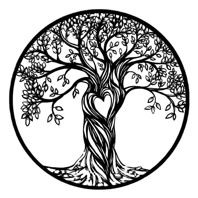 Heart-Shaped Tree of Life Black Metal Wall Decor for Bedroom & Living Room