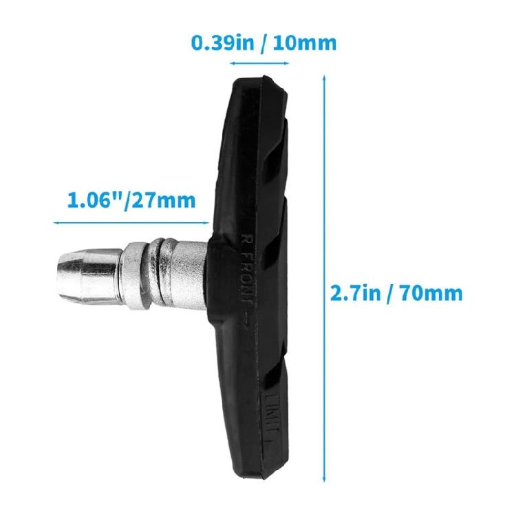 2 Pair Mountain Bike Brake V Brake Pad Cycling Brake Mount Pad Shoe Block Bike Wheel Brake Pad with Bend Pipe & Sleeve