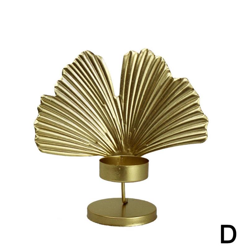 Black Wrought Iron Candle Holder Golden Base Living Desktop Decoration Christmas Leaf Room Crafts Simple 2024 Gold