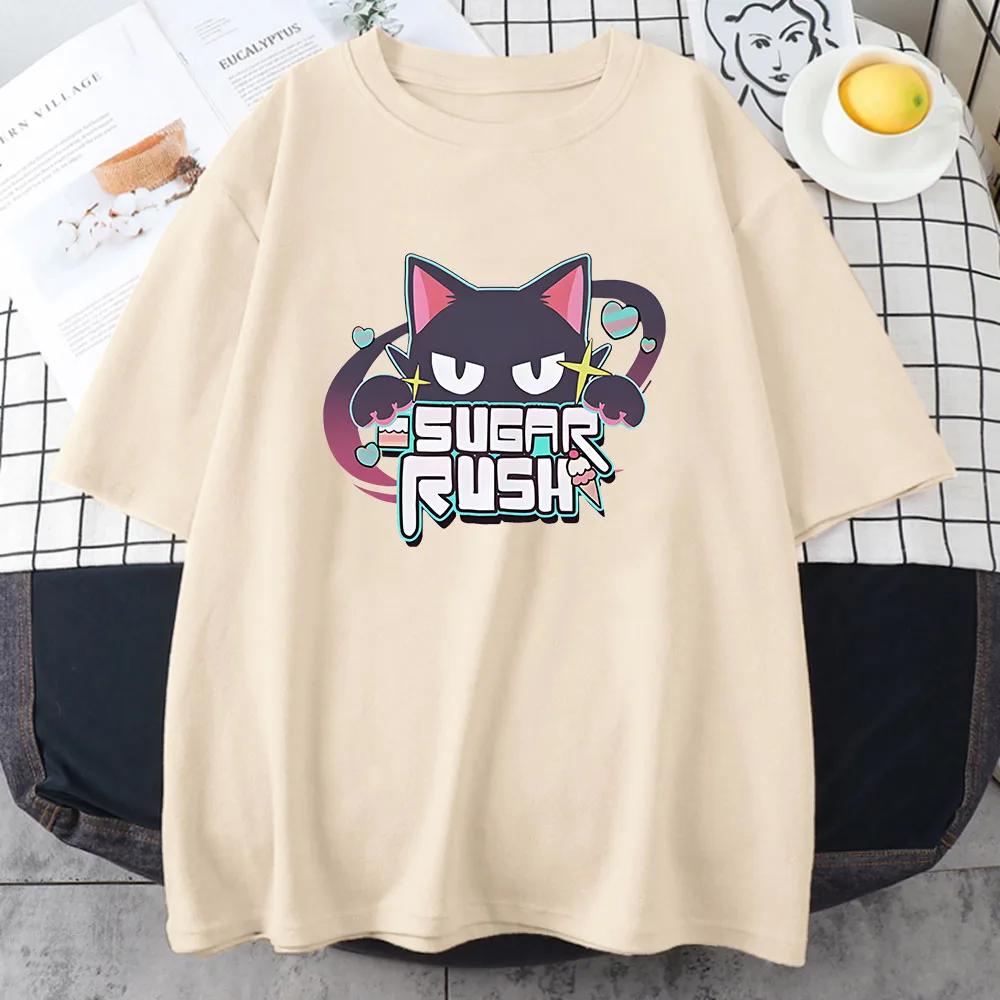 Sugar Rush Blue Archive Tshirts Game Anime Cartoon Graphic Teeshirt Short Sleeve Cotton Comfortable Shirt Printing Tees Summer