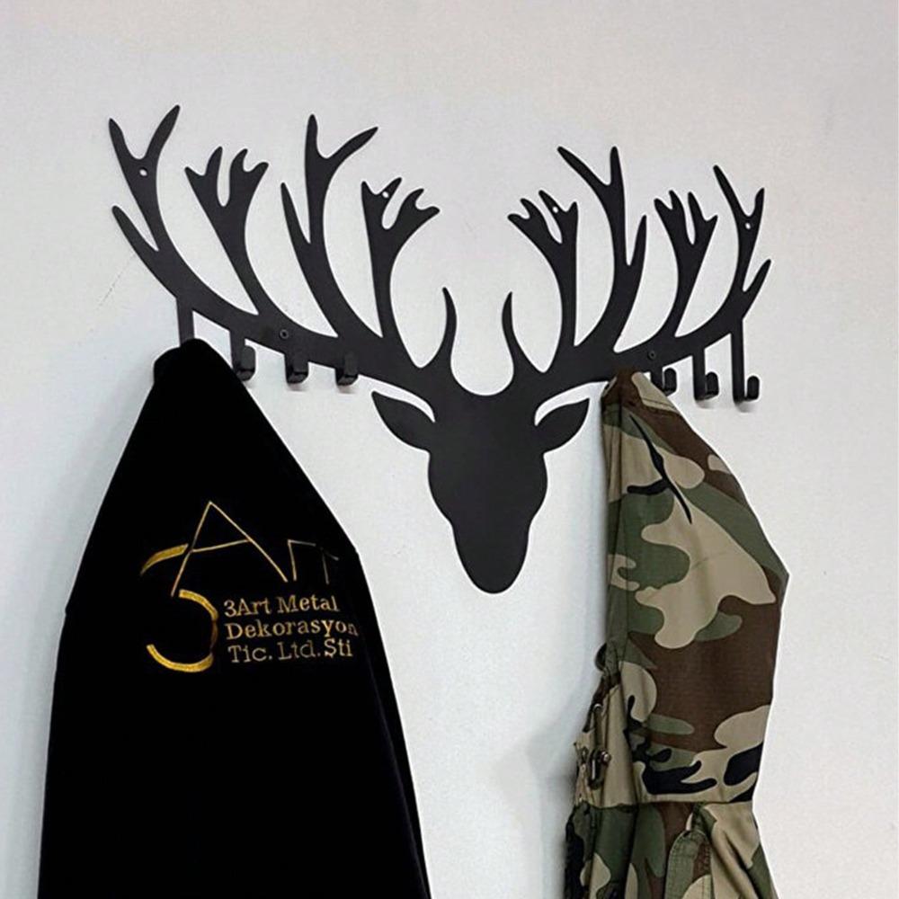 Antler Key Holder Wall Mounted Modern Metal Key Hanger Unique Deer Head Hook Creative Home Decor