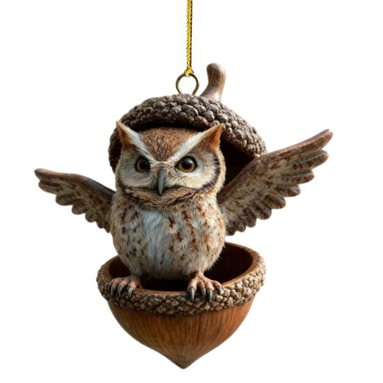 Ornements Gland Animaux de la Forêt 2D Plat Acrylique Pomme de Pin Animal Décorations d'Arbre de Noël Créature des Bois Décoration à Suspendre pour Arbre de Noël Décor de Fête