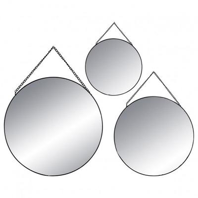 Set mit 3 runden Metallspiegeln mit Kette Atmosphera - Schwarz