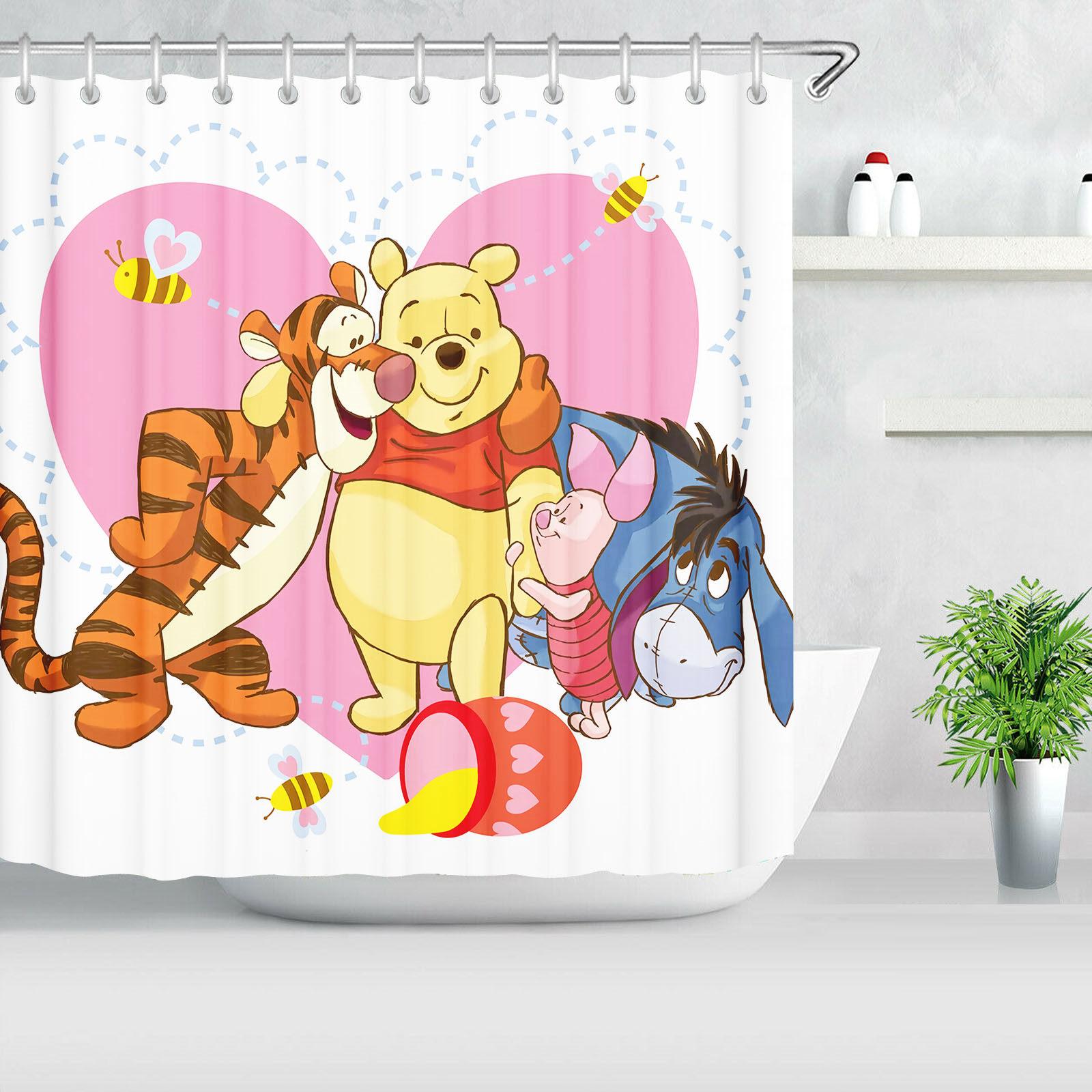 

Winnie The Pooh Bathroom Decor Accessories Shower Curtain Sets Full Set Curtains For Waterproof Anime Home 90x180cm