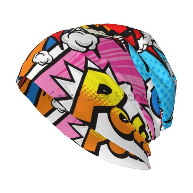 Graffiti Slouchy Beanie Hats for Men Women American Comic Collection Pop Art Skull Print Caps Autumn Winter Warm Knit Hat