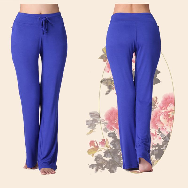 Women Solid Color High Waist Drawstring Wide Leg Long Pants Yoga Dance Trousers Wide Leg For Yoga Running Jogging Gymnastics
