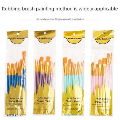 10-Piece Nylon Brush Set for Oil, Gouache, Acrylic, and Watercolor Painting