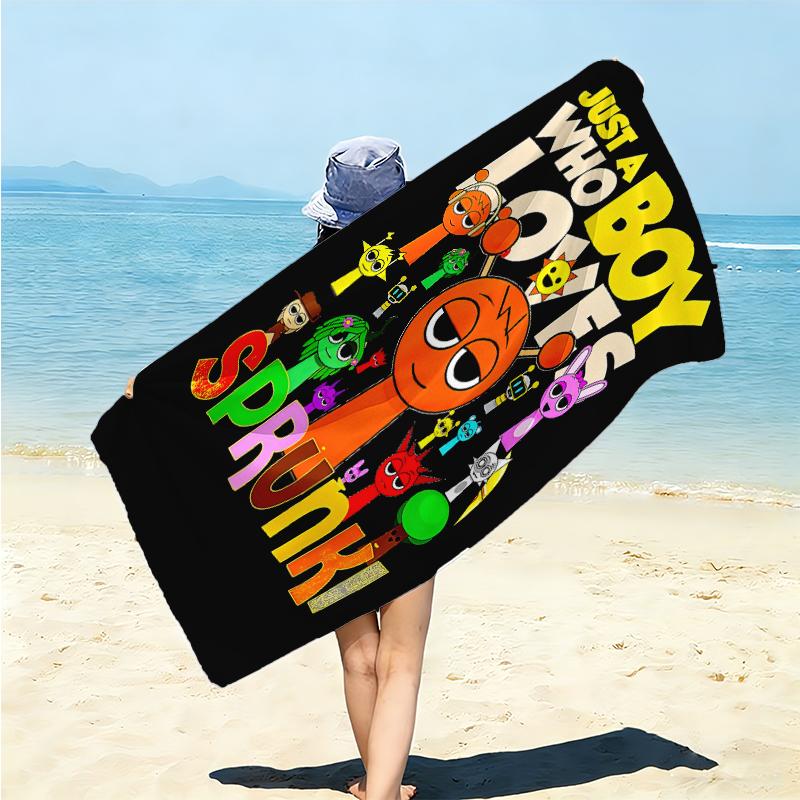 1Pc Colorful Sprunki Characters Beach Towel Microfiber Beach Towel Thin Absorbent For Beach Swimming Yoga Bath Sports 0917293
