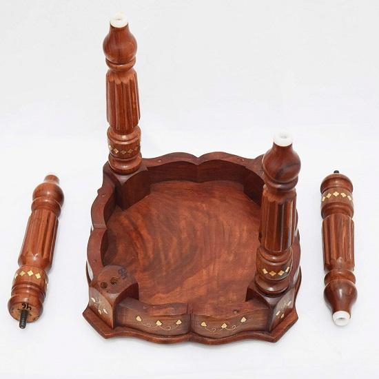 Wood Brass Carving Square Beautiful Carving Design Side Table Coffee, Corner, Outdoor Table Living Room Furniture 30.48 Cm
