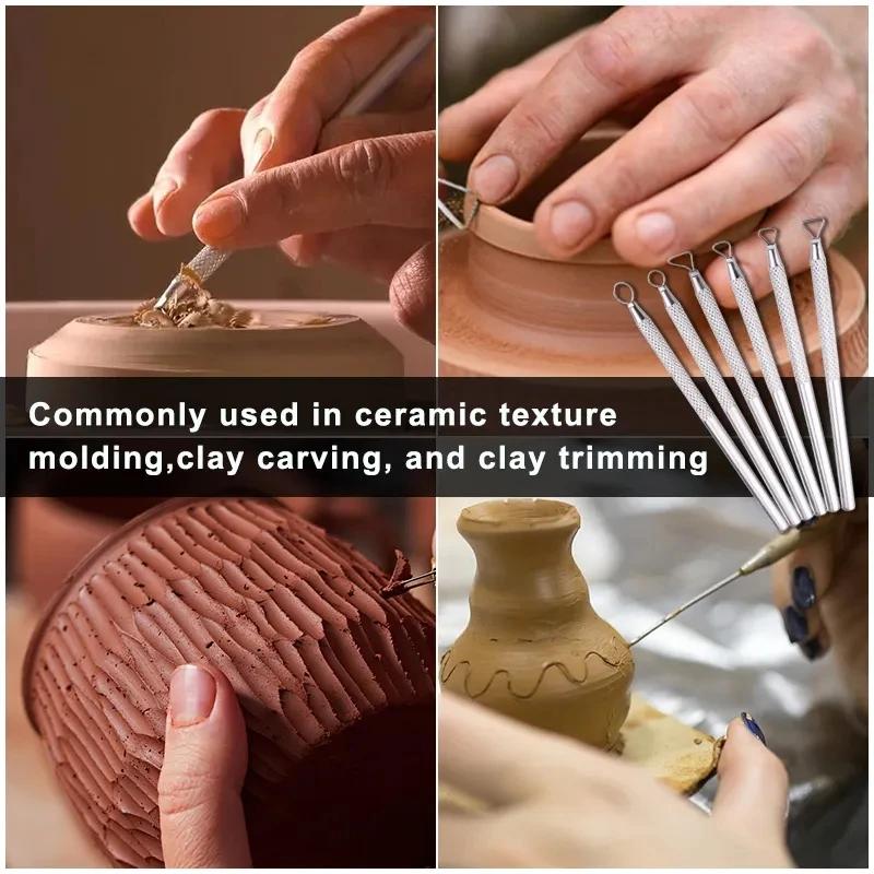 Set de 8 bucăți Textura ceramică argilă instrumente bricolaj instrument sculptură argilă din oțel inoxidabil instrument ceramică modelare gaură perforare argilă ceramică instrumente sculptură