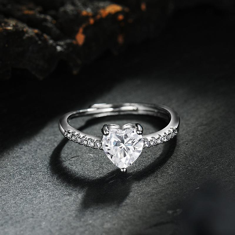New 925 Silver Heart Ring Sparkle Zircon High Quality For Women Wedding Fine Jewelry Accessories Party Gift