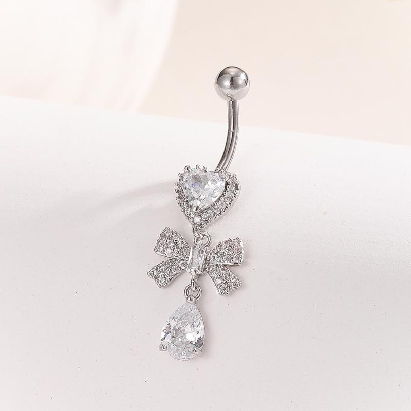 Fashion Zircon Butterfly Belly Button Rings Shiny Crystal Bow Navel Piercing For Women Girls Sexy Belly Ring Beach Jewelry Gifts