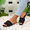 Fashion Fashion Tweed Cloth Flats Slippers Women 2025 String Bead Summer Sandals Woman Lightweight Outdoor Slides Female