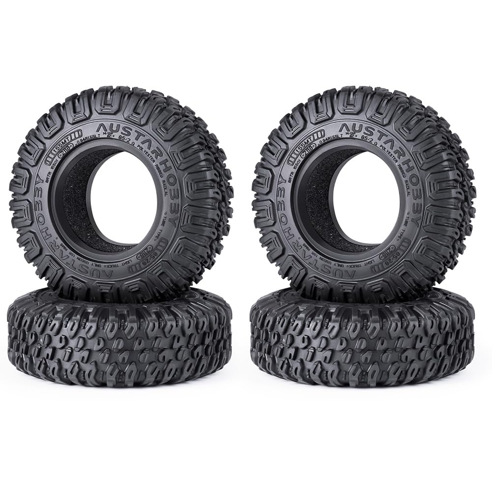 RC Crawler Tires, 1.55 Wheel Tires, RC Tires, All-Terrain Adventure Tires, 85mm, for AX90069 UTB18, MST, and JIMNY