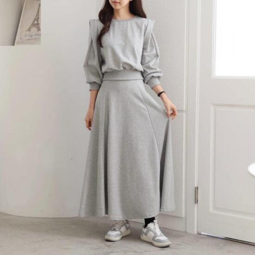 New ArrivalS Open Run Women S Knitted Set Plain SweatShirt Volume Long Skirt Kdd