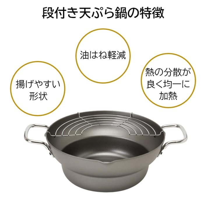 Maruyama Giken Agetensai Iron Deep Fryer, 24cm, 3.1L, with Strainer, AG-04, IH and Gas Stove Compatible, for Deep Frying, Tempura, etc., Made in