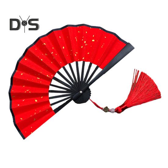 

Мини складной веер с кисточками, легкий ручной веер в китайском стиле из бумаги, портативный летний охлаждающий вентилятор, украшение для костюма на вечеринку, аксессуары 20cm красный
