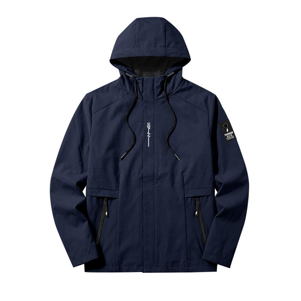 Men's Hooded Windbreaker Slim Fit Color for Spring and Fall